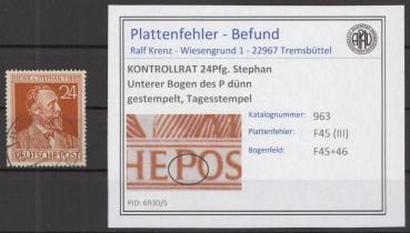 KONTROLLRAT_1947_PLATTENFEHLER_Nr_963_III_gestempelt_Bild1
