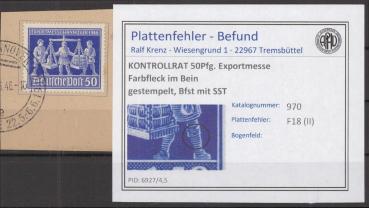 KONTROLLRAT_1948_PLATTENFEHLER_Nr_970_II_gestempelt_Bild1