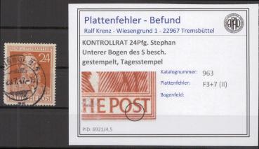 KONTROLLRAT_1947_PLATTENFEHLER_Nr_963_II_gestempelt_Bild1