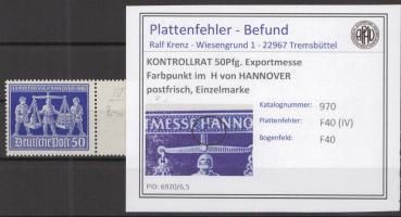 KONTROLLRAT_1948_PLATTENFEHLER_Nr_970_IV_postfrisch_Bild1
