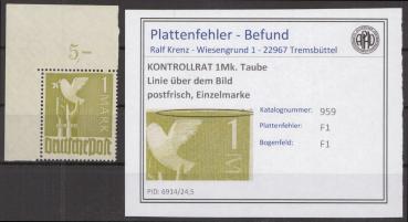 KONTROLLRAT_1946_PLATTENFEHLER_Nr_959_F1_postfrisch_Bild1