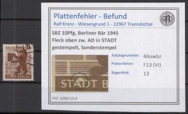 SBZ_1945_PLATTENFEHLER_Nr_4Awbz_VI_gestempelt_Bild1