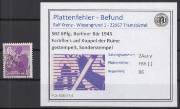 SBZ_1945_PLATTENFEHLER_Nr_2Auy_I_gestempelt_Bild1