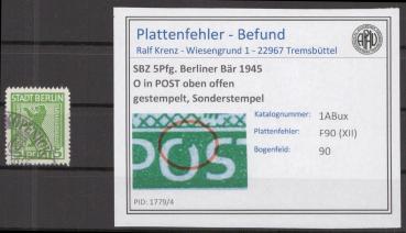 SBZ_1945_PLATTENFEHLER_Nr_1ABux_XII_gestempelt_Bild1