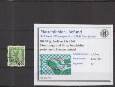 SBZ_1945_PLATTENFEHLER_Nr_1AAvx_XXI_gestempelt_Bild1