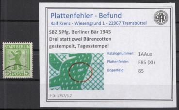 SBZ_1945_PLATTENFEHLER_Nr_1AAux_XI_gestempelt_Bild1