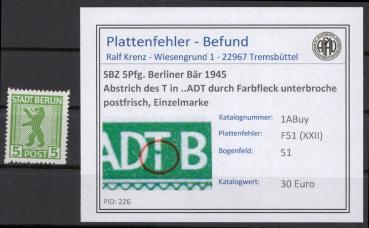 SBZ_1945_PLATTENFEHLER_Nr_1ABuy_XXII_postfrisch_Bild1