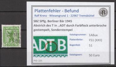 SBZ_1945_PLATTENFEHLER_Nr_1ABux_XXII_gestempelt_Bild1
