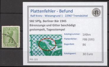 SBZ_1945_PLATTENFEHLER_Nr_1ABvx_XXI_gestempelt_Bild1