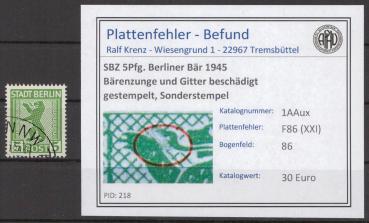 SBZ_1945_PLATTENFEHLER_Nr_1ABux_XXI_gestempelt_Bild1
