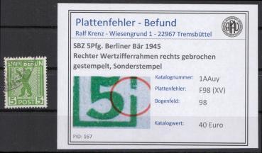 SBZ_1945_PLATTENFEHLER_Nr_1AAuy_XV_gestempelt_Bild1