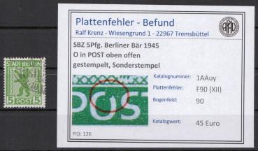 SBZ_1945_PLATTENFEHLER_Nr_1AAuy_XII_gestempelt_Bild1