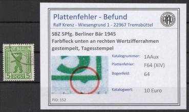 SBZ_1945_PLATTENFEHLER_Nr_1AAux_XIV_gestempelt_Bild1