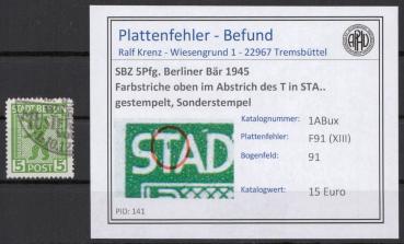 SBZ_1945_PLATTENFEHLER_Nr_1ABux_XIII_gestempelt_Bild1