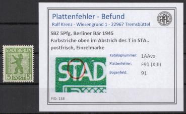 SBZ_1945_PLATTENFEHLER_Nr_1AAvx_XIII_postfrisch_Bild1