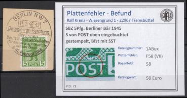 SBZ_1945_PLATTENFEHLER_Nr_1ABux_VII_gestempelt_Bild1