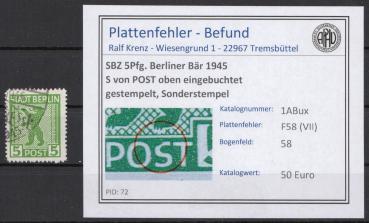 SBZ_1945_PLATTENFEHLER_Nr_1ABux_VII_gestempelt_Bild1