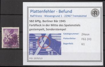 SBZ_1945_PLATTENFEHLER_Nr_2Aaux_III_gestempelt_Bild1