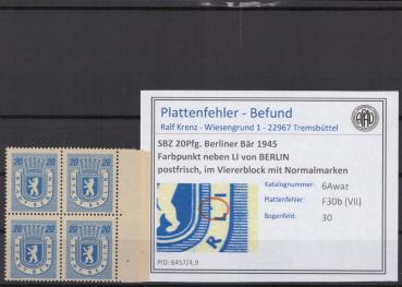 SBZ_1945_PLATTENFEHLER_Nr_6Awaz_VII_postfrisch_Bild1