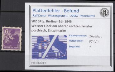 SBZ_1945_PLATTENFEHLER_Nr_2Awbzt_VI_postfrisch_Bild1