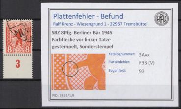 SBZ_1945_PLATTENFEHLER_Nr_3Avx_V_gestempelt_Bild1