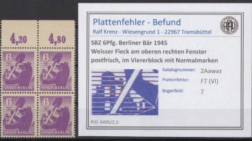 SBZ_1945_PLATTENFEHLER_Nr_2Awaz_VI_postfrisch_Bild1