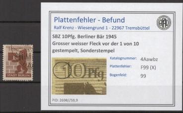 SBZ_1945_PLATTENFEHLER_Nr_4Awbz_X_gestempelt_Bild1
