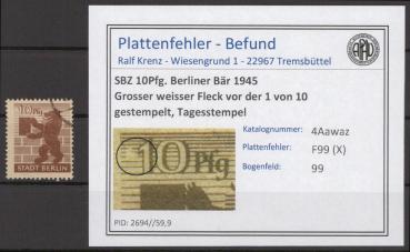 SBZ_1945_PLATTENFEHLER_Nr_4Awaz_X_gestempelt_Bild1