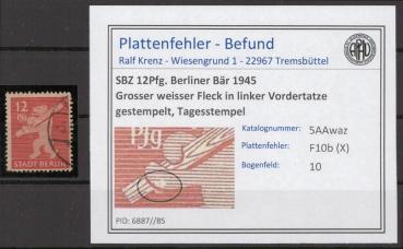 SBZ_1945_PLATTENFEHLER_Nr_5AAwaz_X_gestempelt_Bild1