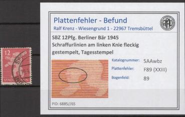 SBZ_1945_PLATTENFEHLER_Nr_5AAwbz_XXIII_gestempelt_Bild1
