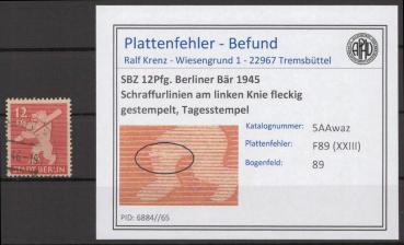 SBZ_1945_PLATTENFEHLER_Nr_5AAwaz_XXIII_gestempelt_Bild1
