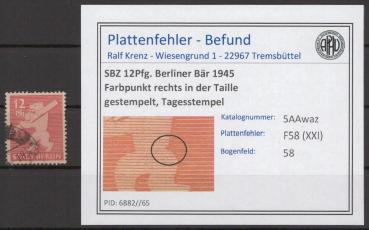 SBZ_1945_PLATTENFEHLER_Nr_5AAwaz_XXI_gestempelt_Bild1