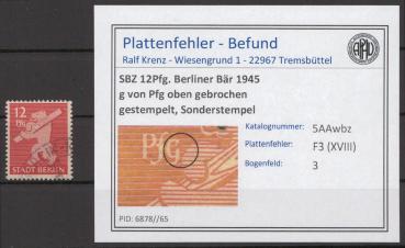 SBZ_1945_PLATTENFEHLER_Nr_5AAwbz_XVIII_gestempelt_Bild1