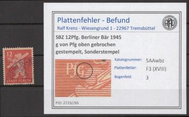 SBZ_1945_PLATTENFEHLER_Nr_5AAwaz_XVIII_gestempelt_Bild1