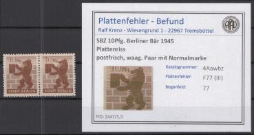SBZ_1945_PLATTENFEHLER_Nr_4Awbz_III_postfrisch_Bild1