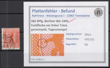 SBZ_1945_PLATTENFEHLER_Nr_3Avx_V_gestempelt_Bild1