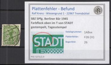 SBZ_1945_PLATTENFEHLER_Nr_1ABvx_III_gestempelt_Bild1