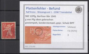 SBZ_1945_PLATTENFEHLER_Nr_5Awaz_XVIII_gestempelt_Bild1