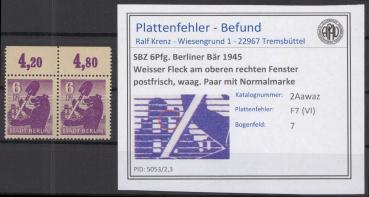 SBZ_1945_PLATTENFEHLER_Nr_2Awaz_VI_postfrisch_Bild1