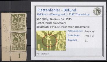 SBZ_1945_PLATTENFEHLER_Nr_7Awaz_IV_postfrisch_Bild1