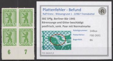 SBZ_1945_PLATTENFEHLER_Nr_1ABux_XXI_postfrisch_Bild1