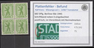SBZ_1945_PLATTENFEHLER_Nr_1AAvx_VI_postfrisch_Bild1