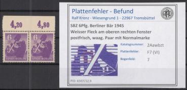SBZ_1945_PLATTENFEHLER_Nr_2Awbzt_VI_postfrisch_Bild1