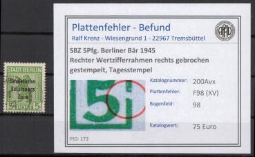 SBZ_1948_PLATTENFEHLER_Nr_200Avx_XV_postfrisch_Bild1