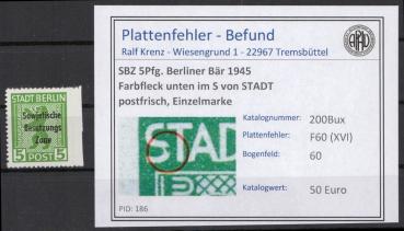 SBZ_1948_PLATTENFEHLER_Nr_200Bux_XVI_postfrisch_Bild1