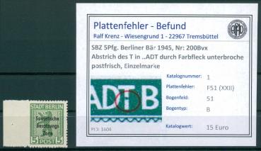 SBZ_1948_PLATTENFEHLER_Nr_200Bvx_F51_(XXII)_postfrisch_Bild1