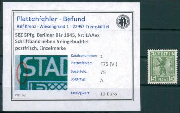 SBZ_1945_PLATTENFEHLER_Nr_1AAvx_F75(VI)_postfrisch_Bild1