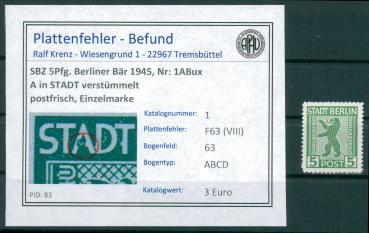 SBZ_1945_PLATTENFEHLER_Nr_1ABux_F63(VIII)_postfrisch_Bild1