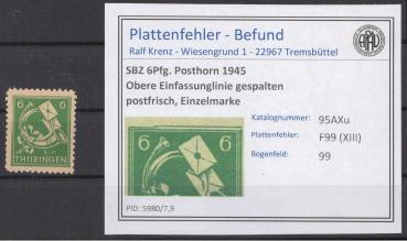 SBZ_1945_PLATTENFEHLER_Nr_95AXu_XIII_postfrisch_Bild1