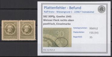 SBZ_1945_PLATTENFEHLER_Nr_99AYz2_VI_postfrisch_Bild1